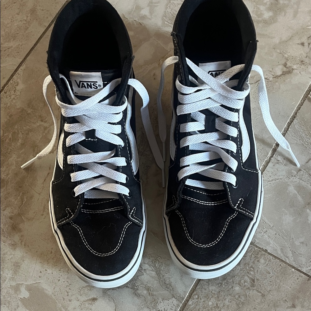 Vans Black and White High-Top Sneakers